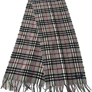 Burberry Classic Check Scarf Grey 100% Lambswool Unisex Scarf Made In England